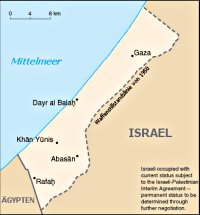 Gazastreifen. Karte: Wikpedia