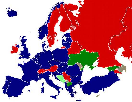 NATO 2009: Die NATO-Staaten (blau). Grafik: Wikipedia Commons