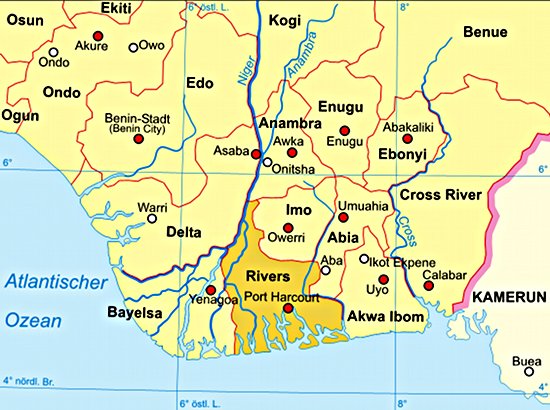 Nigerdelta. Grafik: Wikimedia Commons
