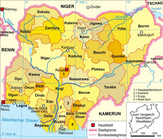Politische Gliederung Nigerias. Wikimedia Commons
